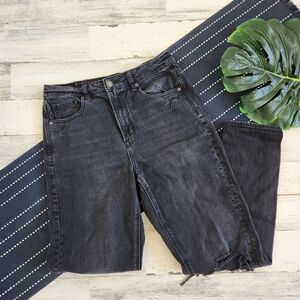 American Eagle Comfort Stretch Waistband High Rise Mom Jeans Black 6 Long